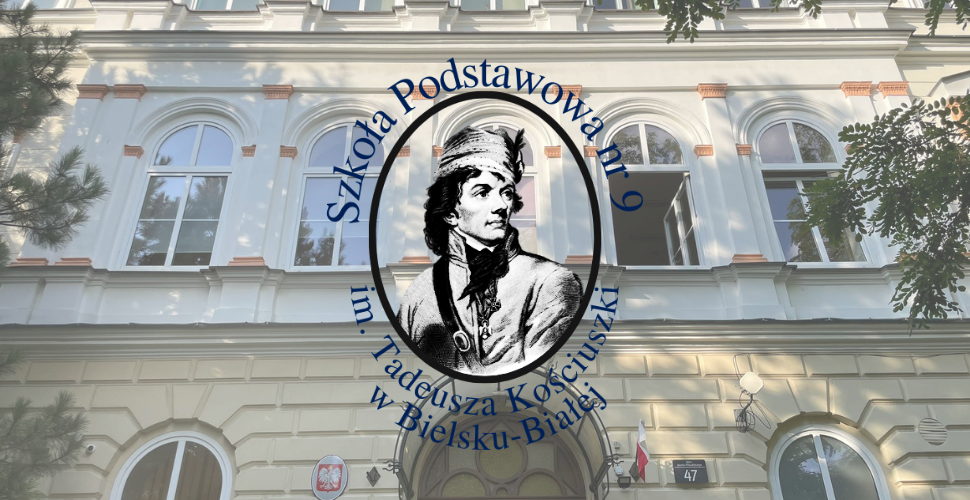 Grafika prezentująca szkołę i jej nazwę